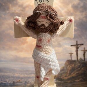 Handcrafted Crochet Jesus Wall Accent